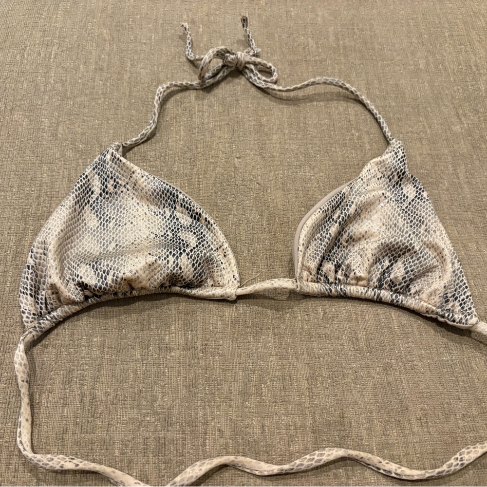 Skin By Same XL Snake Print Triangle Plunge Bikini Top Beach Swimsuit